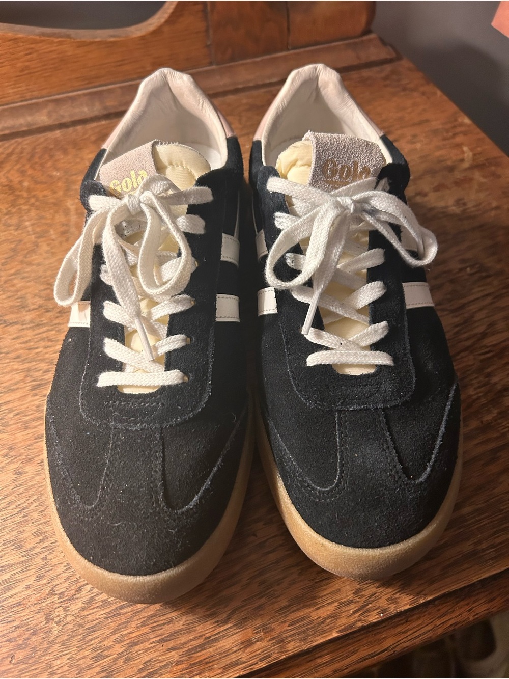 Gola Black and White Suede Sneakers with Gum Sole - Picture 3 of 6